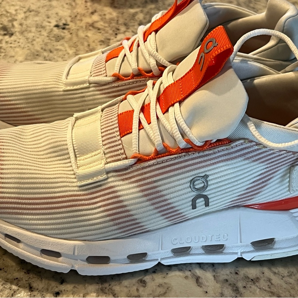 On Cloud Sneakers in Cream and Orange